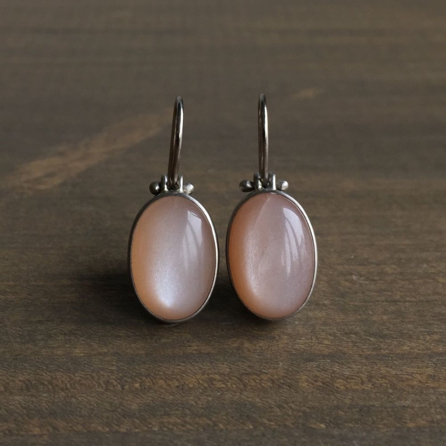 Jewelry Monika Krol | Oval Peach Moonstone Earrings