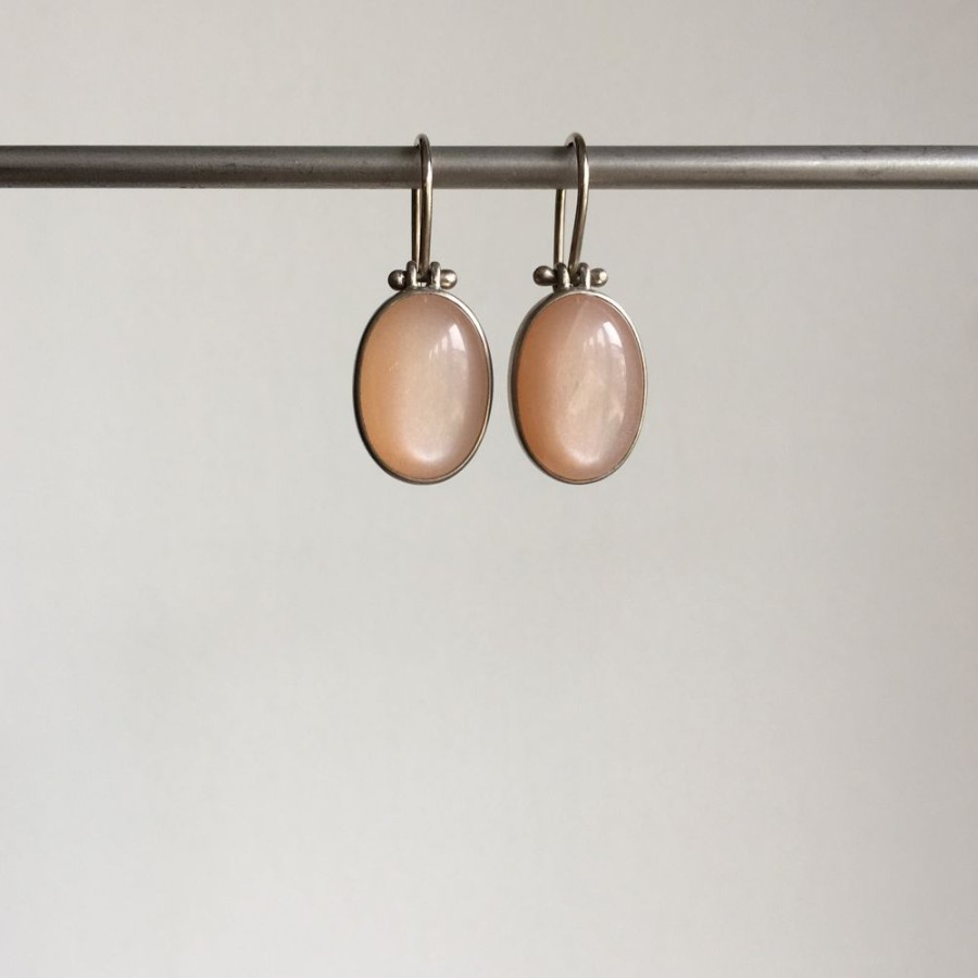 Jewelry Monika Krol | Oval Peach Moonstone Earrings