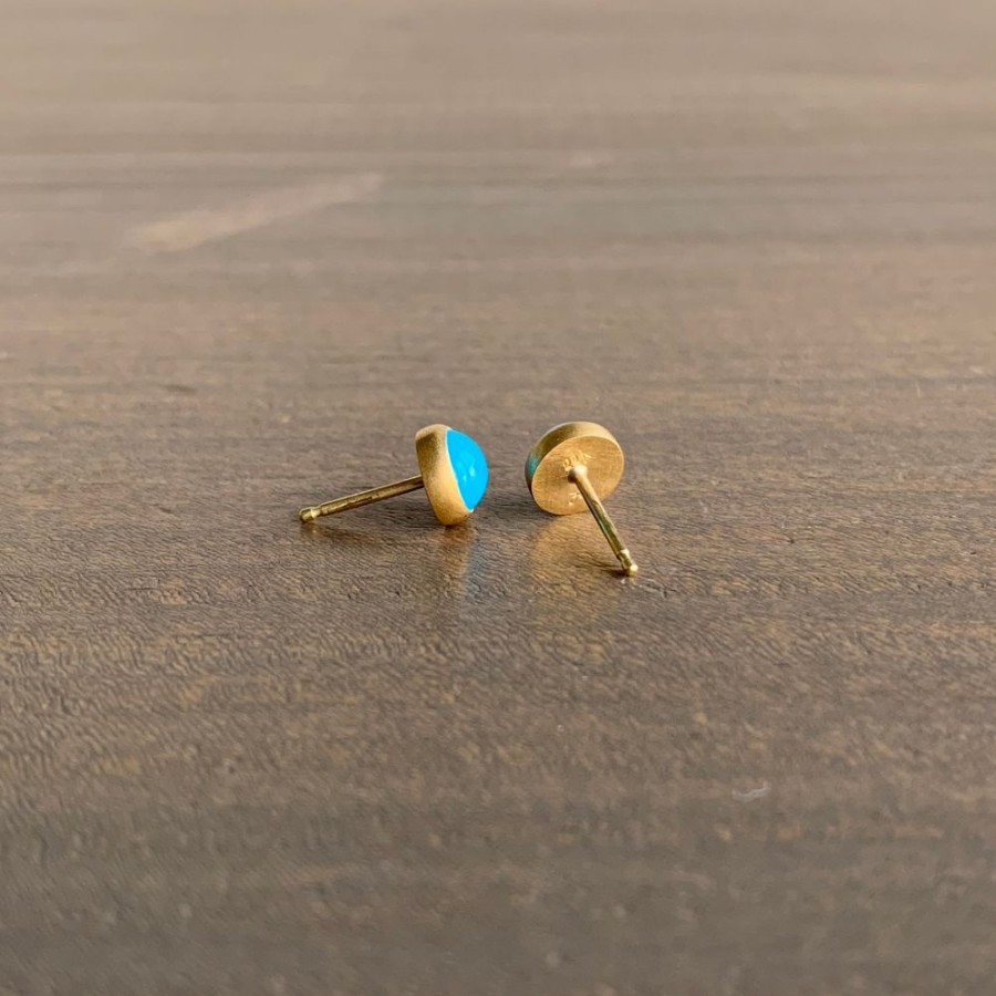 Jewelry Lola Brooks | Round Sleeping Beauty Turquoise Studs