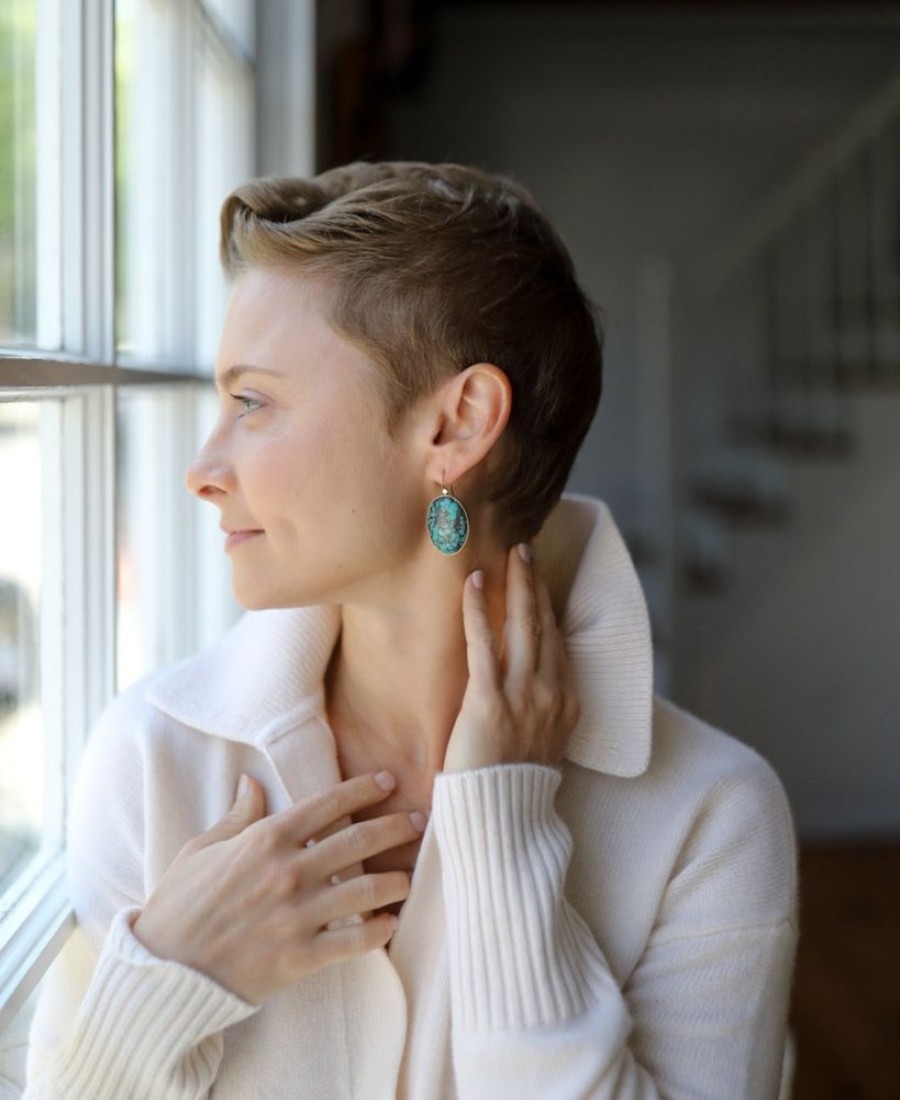 Jewelry Lola Brooks | Tibetan Turquoise Oval Earrings