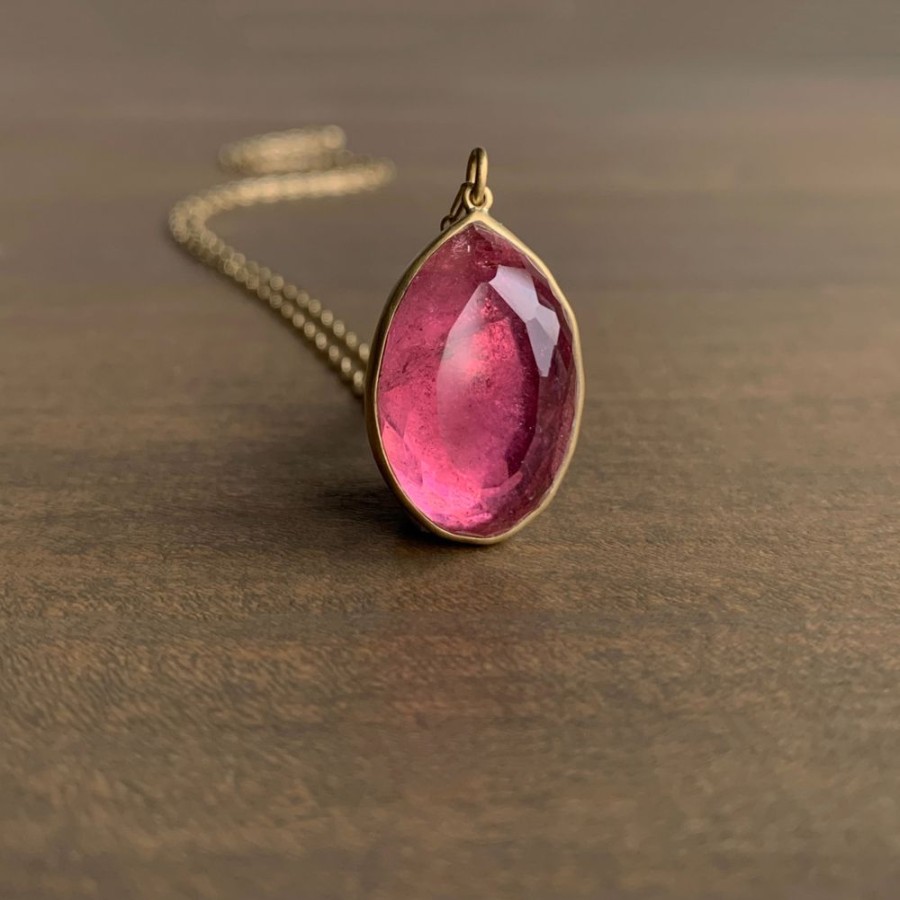 Jewelry Lola Brooks | Bubblegum Pink Tourmaline Teardrop Pendant