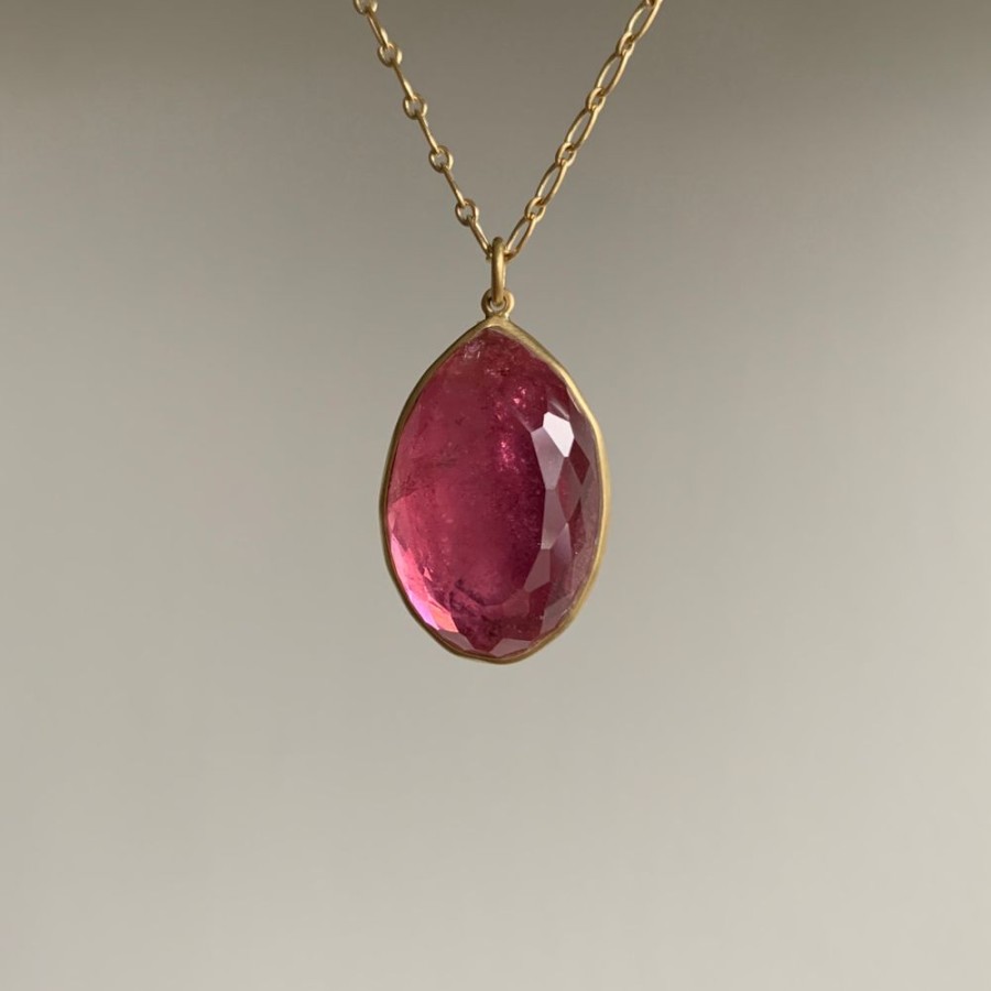 Jewelry Lola Brooks | Bubblegum Pink Tourmaline Teardrop Pendant