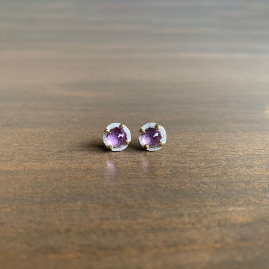 Jewelry Heather Guidero | Carved Prong Set Amethyst Studs