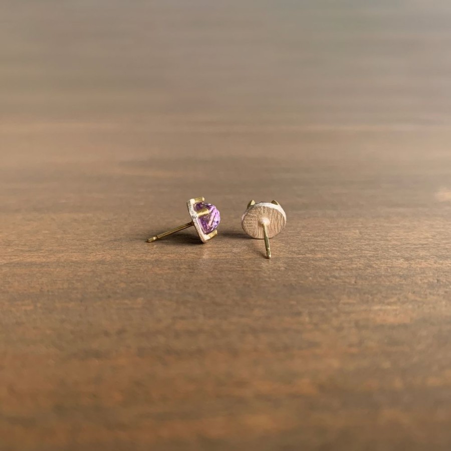 Jewelry Heather Guidero | Carved Prong Set Amethyst Studs