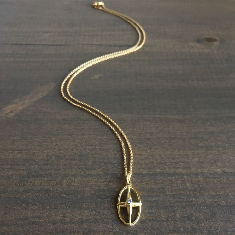 Jewelry Mimi Favre | Gold Oval Star Cross Pendant