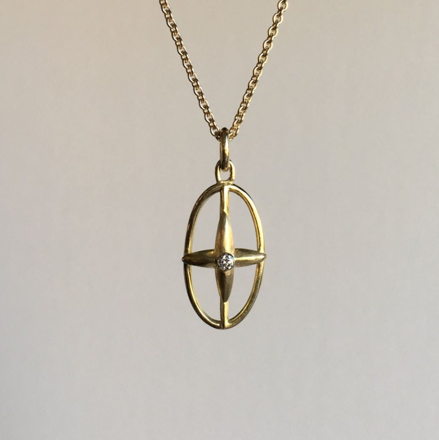 Jewelry Mimi Favre | Gold Oval Star Cross Pendant