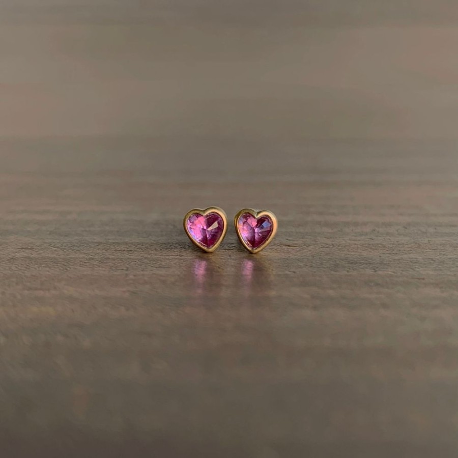 Jewelry Lola Brooks | Pink Sapphire Sweetheart Studs