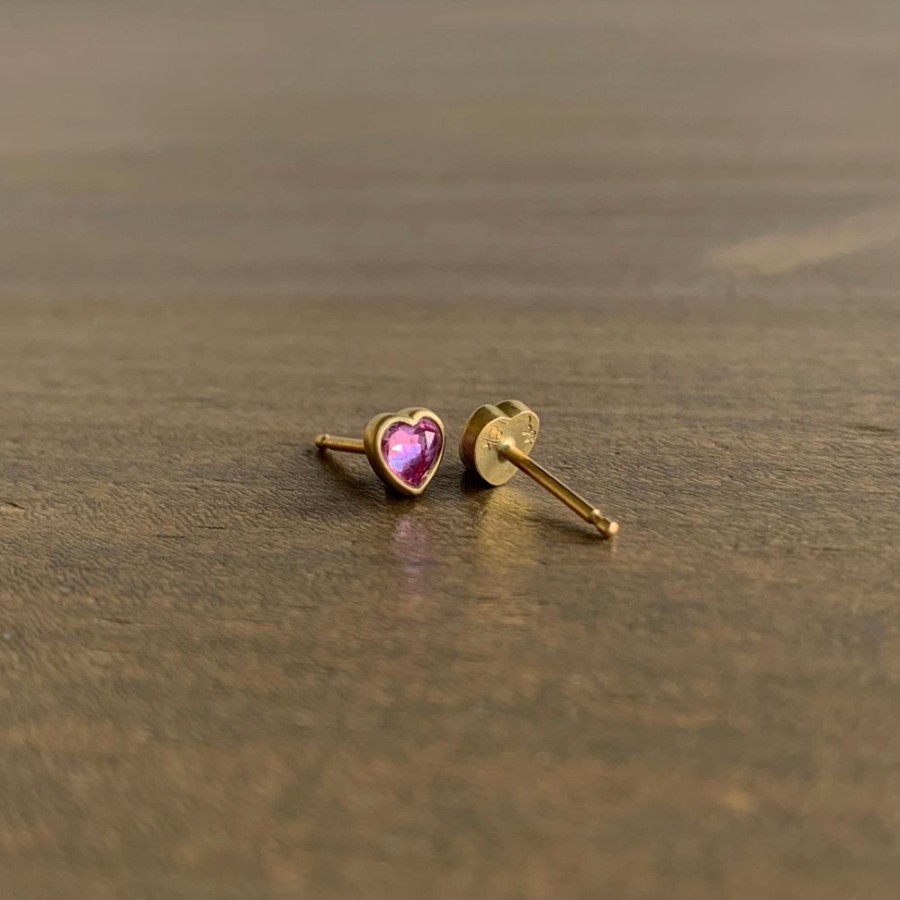 Jewelry Lola Brooks | Pink Sapphire Sweetheart Studs