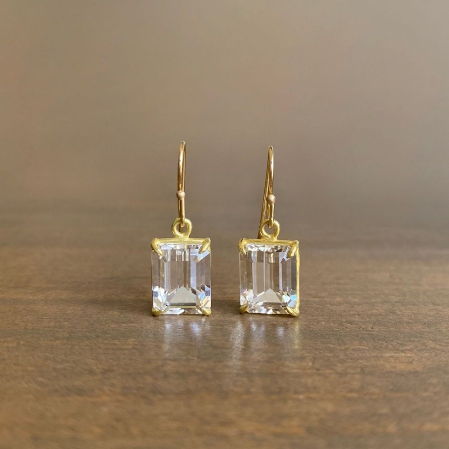 Jewelry Rosanne Pugliese | Small Emerald Cut White Topaz Earrings