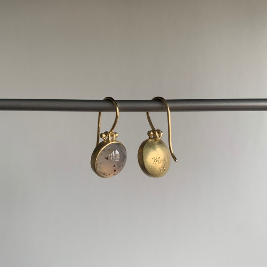 Jewelry Monika Krol | Round Cabochon Montana Agate Earrings