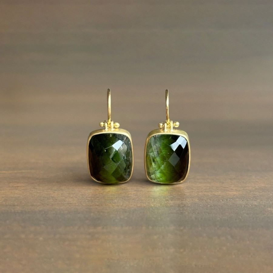 Jewelry Monika Krol | Bicolor Tourmaline Checker Cut Cushion Earrings