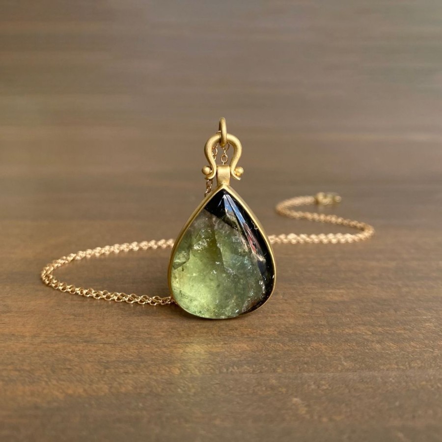 Jewelry Monika Krol | Bicolor Green Tourmaline Teardrop Pendant