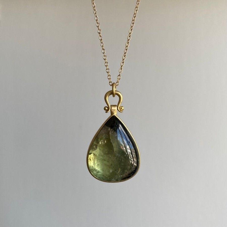 Jewelry Monika Krol | Bicolor Green Tourmaline Teardrop Pendant