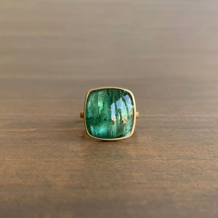 Jewelry Lola Brooks | Green Tourmaline Cushion Ring