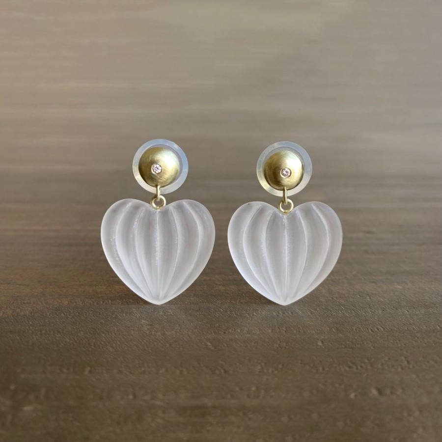 Jewelry Judi Powers | Wish Gourd Matte Quartz Earrings With Diamonds