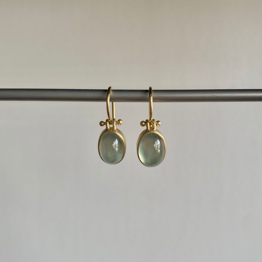 Jewelry Monika Krol | Oval Cabochon Prehnite Earrings