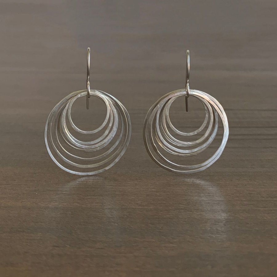 Jewelry Heather Guidero | Small Silver Circle Ripple Earrings