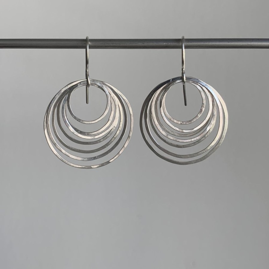 Jewelry Heather Guidero | Small Silver Circle Ripple Earrings