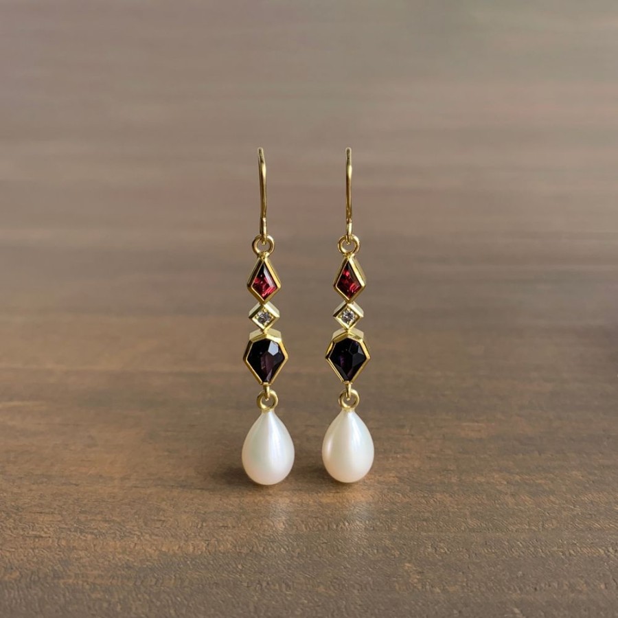 Jewelry Sam Woehrmann | Spinel, Garnet, Diamond, And Pearl Earrings