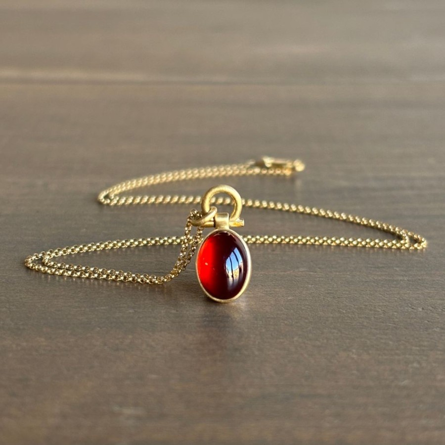 Jewelry Monika Krol | Oval Garnet Cabochon Pendant