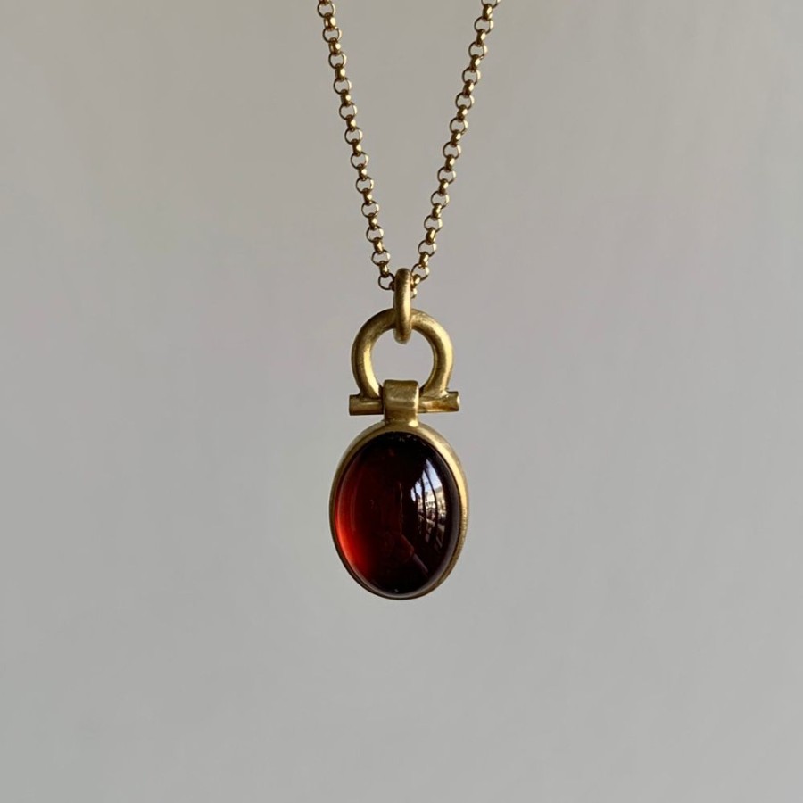 Jewelry Monika Krol | Oval Garnet Cabochon Pendant