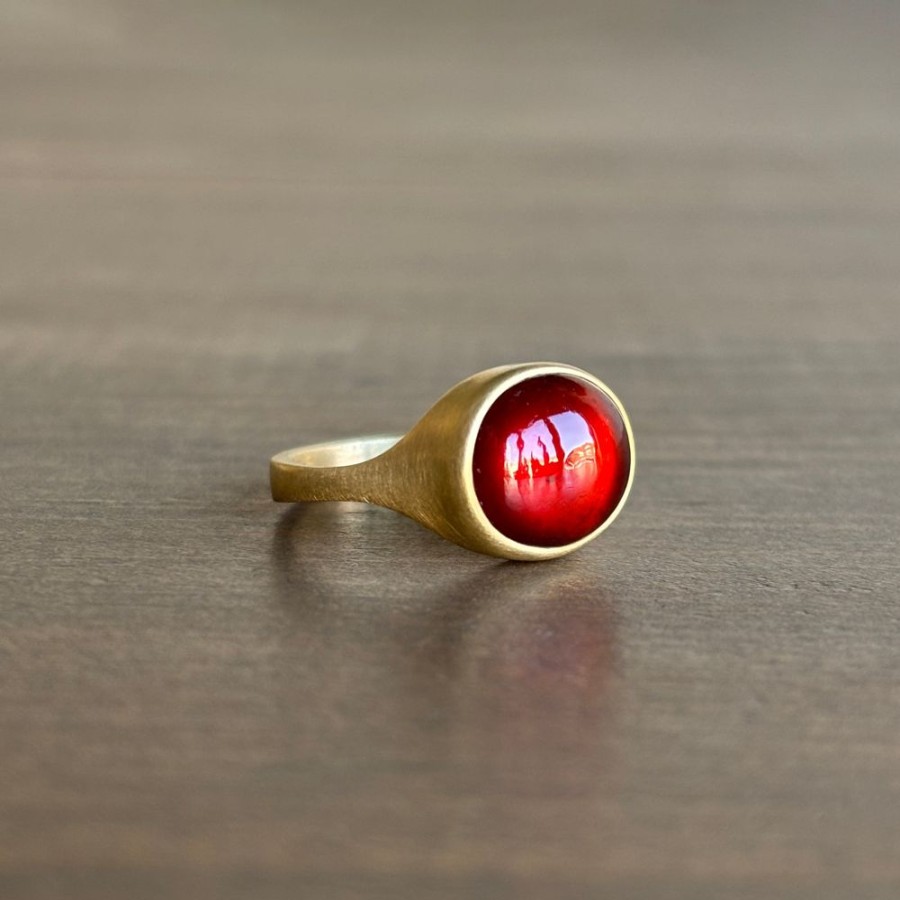 Jewelry Monika Krol | Oval East-West Garnet Cabochon Cast Ring