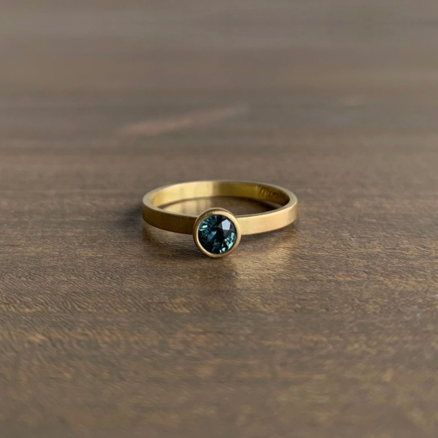 Jewelry Monika Krol | Green/Blue Round Sapphire Stacking Ring