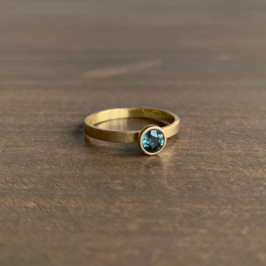 Jewelry Monika Krol | Green/Blue Round Sapphire Stacking Ring