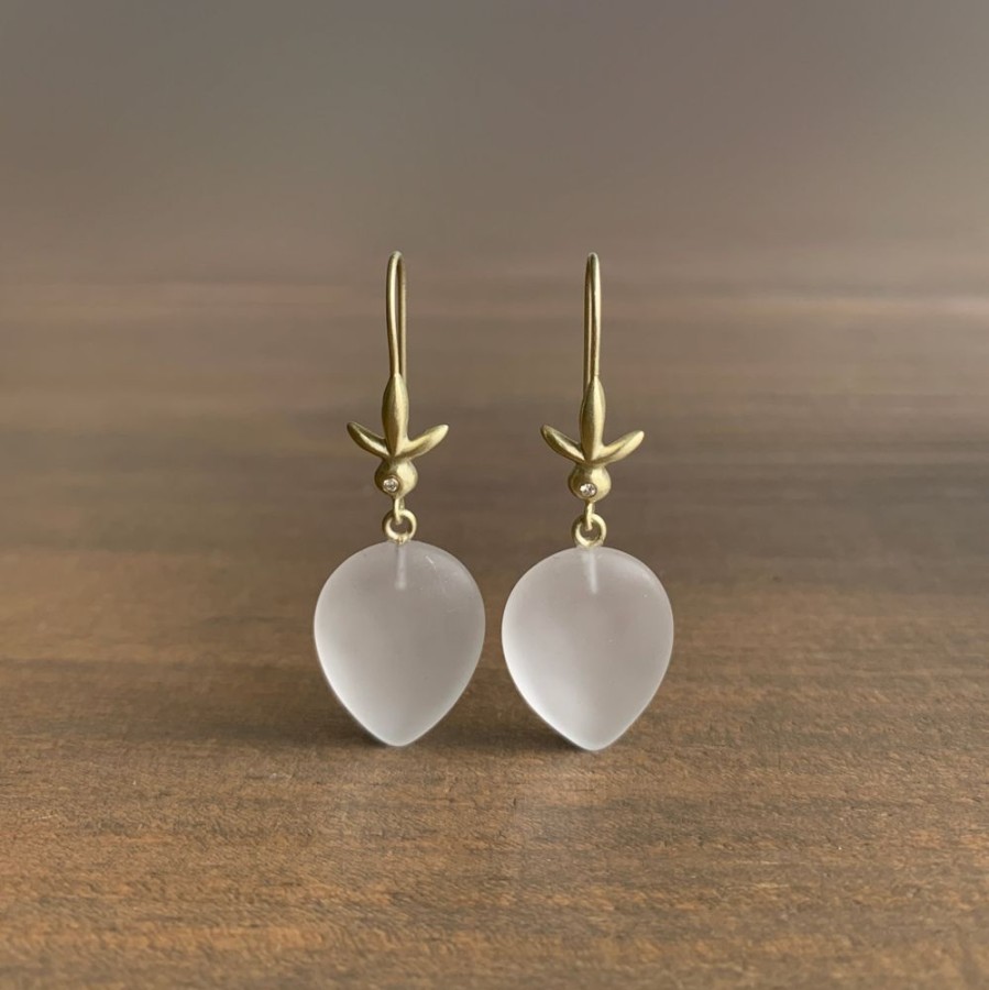 Jewelry Judi Powers | Frosted Quartz Petite Fleur Earrings