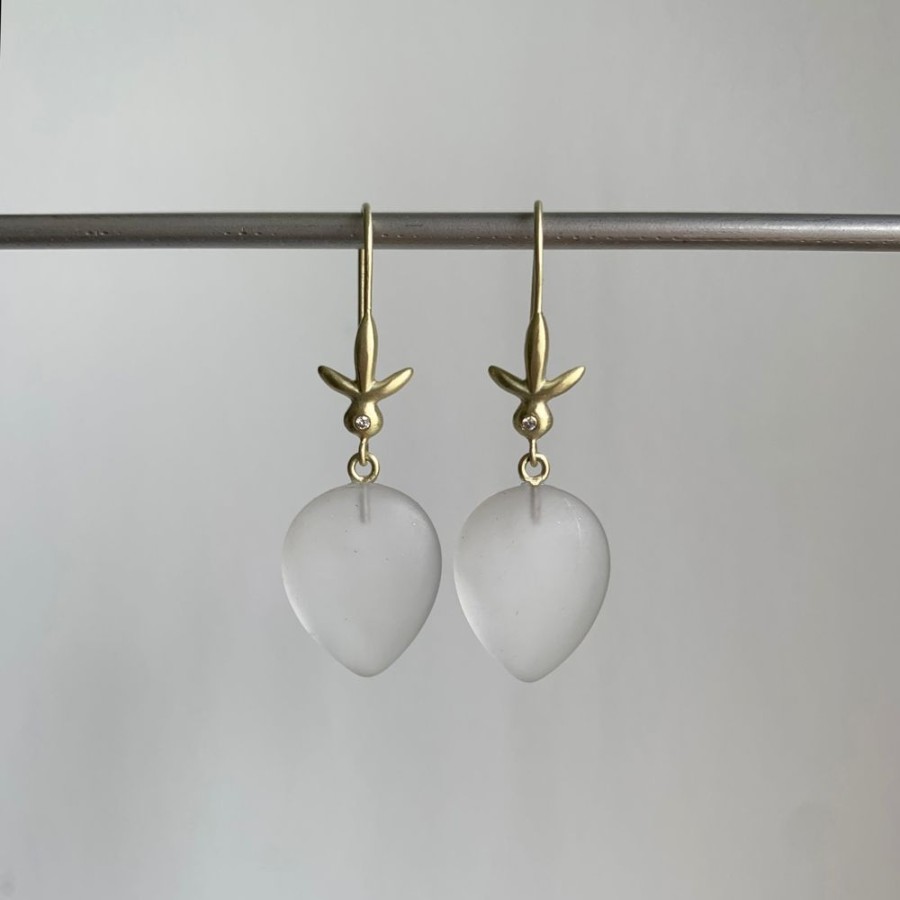 Jewelry Judi Powers | Frosted Quartz Petite Fleur Earrings