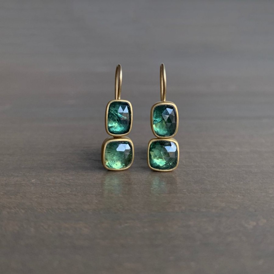 Jewelry Lola Brooks | Bluegreen Sapphire Double Drop Earrings