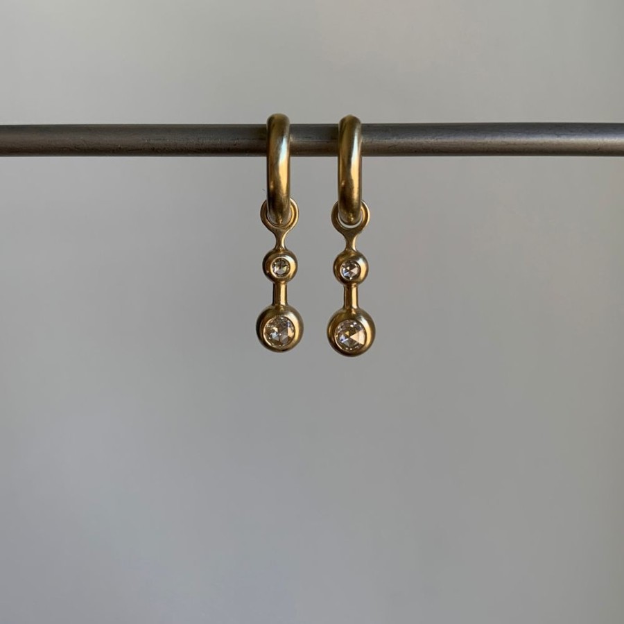 Jewelry S. Yamane Studio | S. Yamane Hinged Hoops With Double Rose Cut Diamond Drops