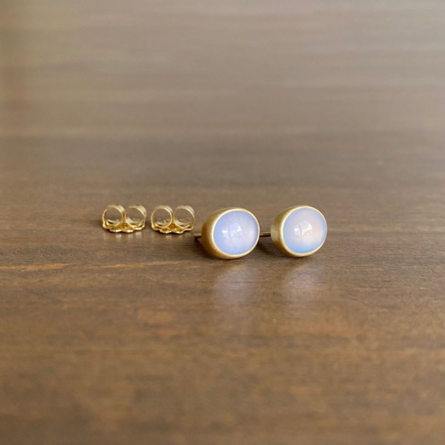 Jewelry Monika Krol | Oval Chalcedony Stud Earrings