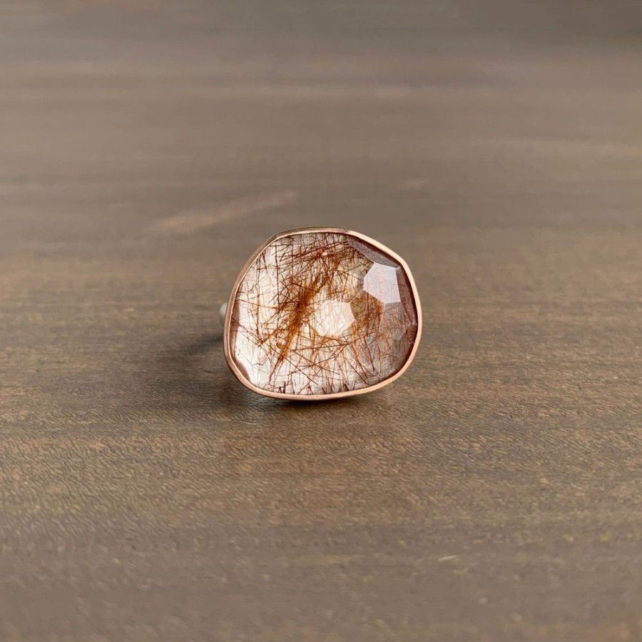 Jewelry Heather Guidero | Rose Cut Copper Rutilated Quartz Ring