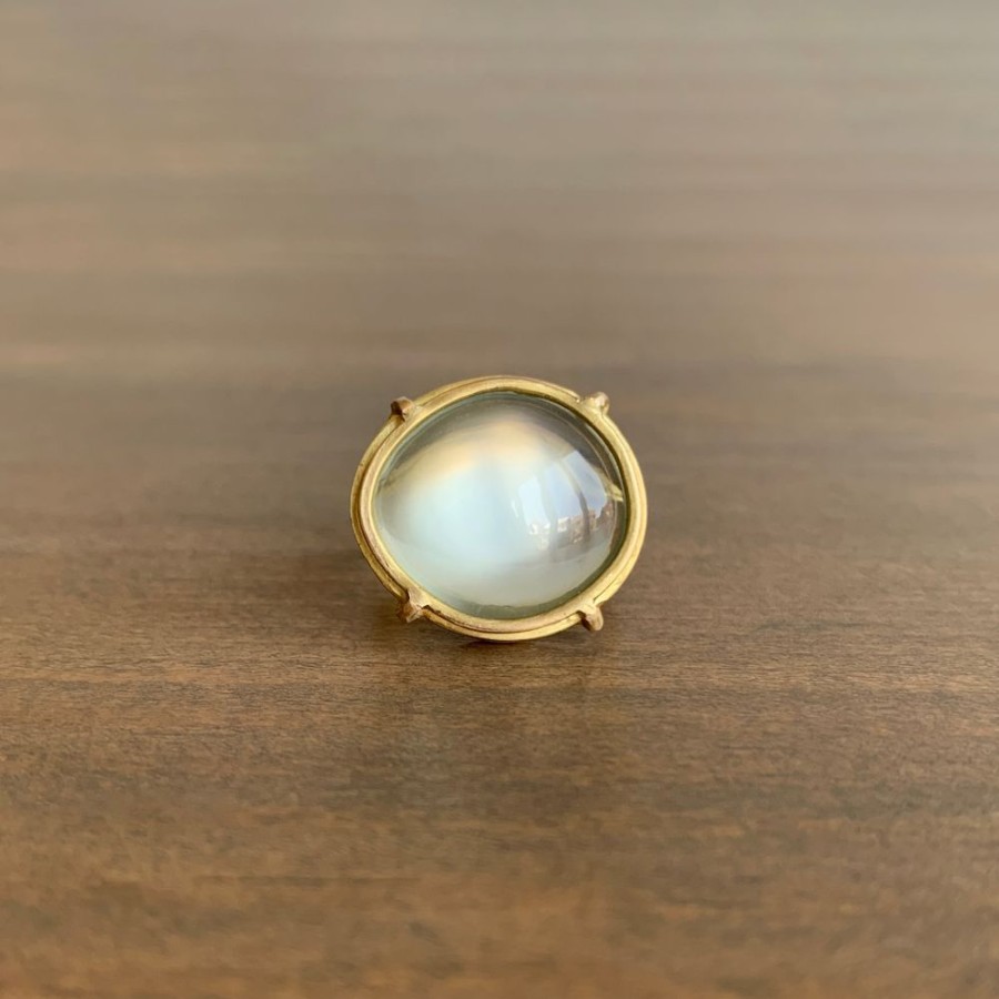 Jewelry Rosanne Pugliese | Asymmetrical Sage Moonstone Cabochon Cage Set Ring