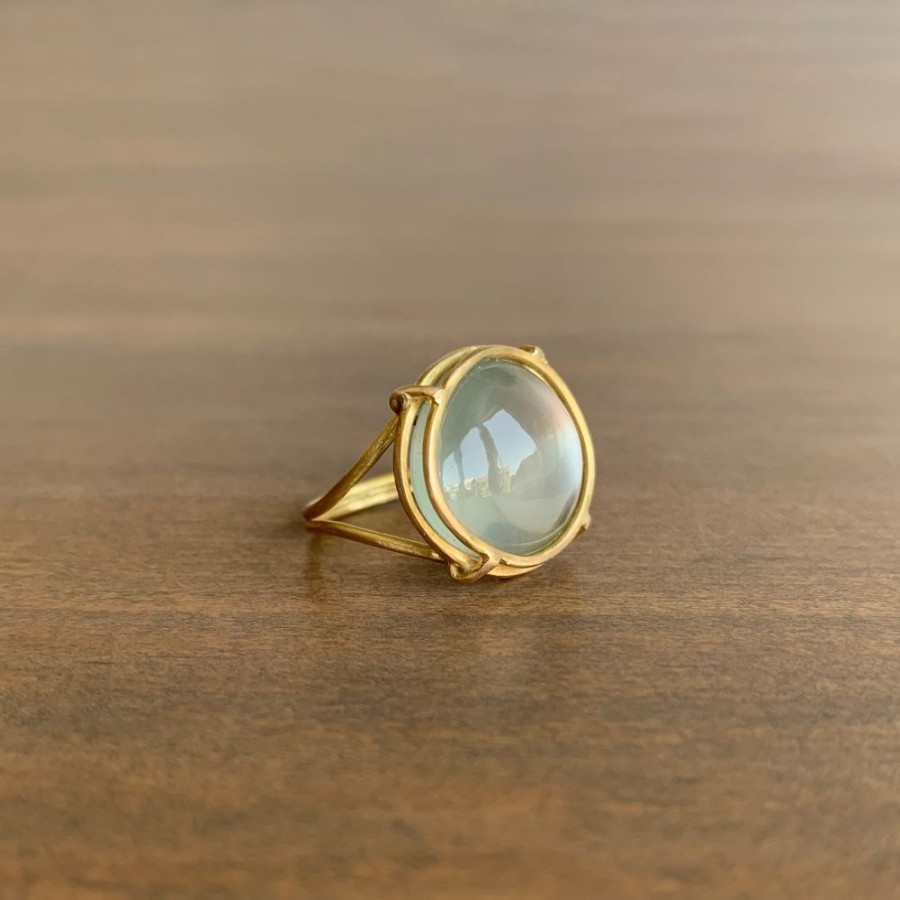 Jewelry Rosanne Pugliese | Asymmetrical Sage Moonstone Cabochon Cage Set Ring