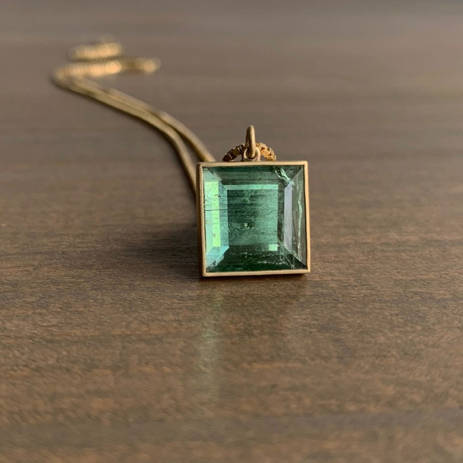 Jewelry Lola Brooks | Square Minty Tourmaline Pendant