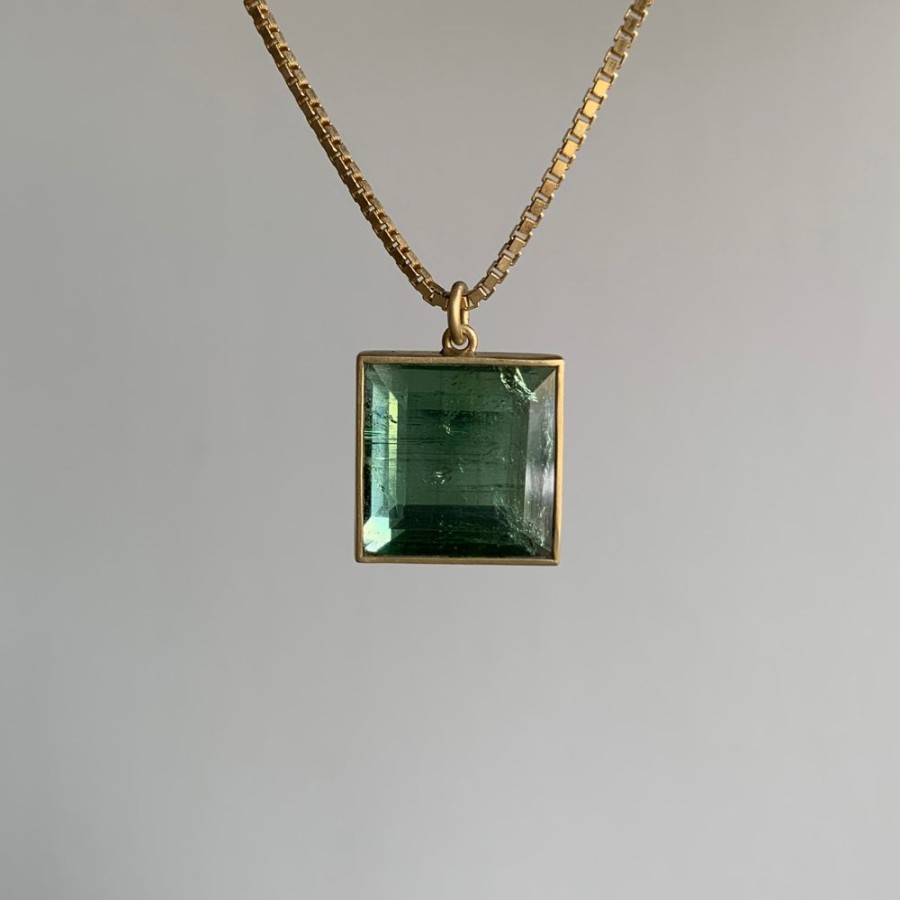 Jewelry Lola Brooks | Square Minty Tourmaline Pendant