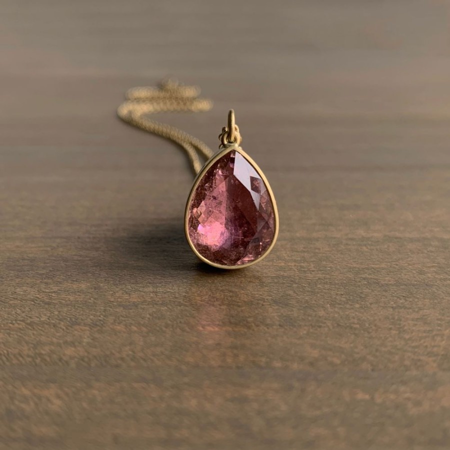 Jewelry Lola Brooks | Rosy Tourmaline Teardrop Pendant