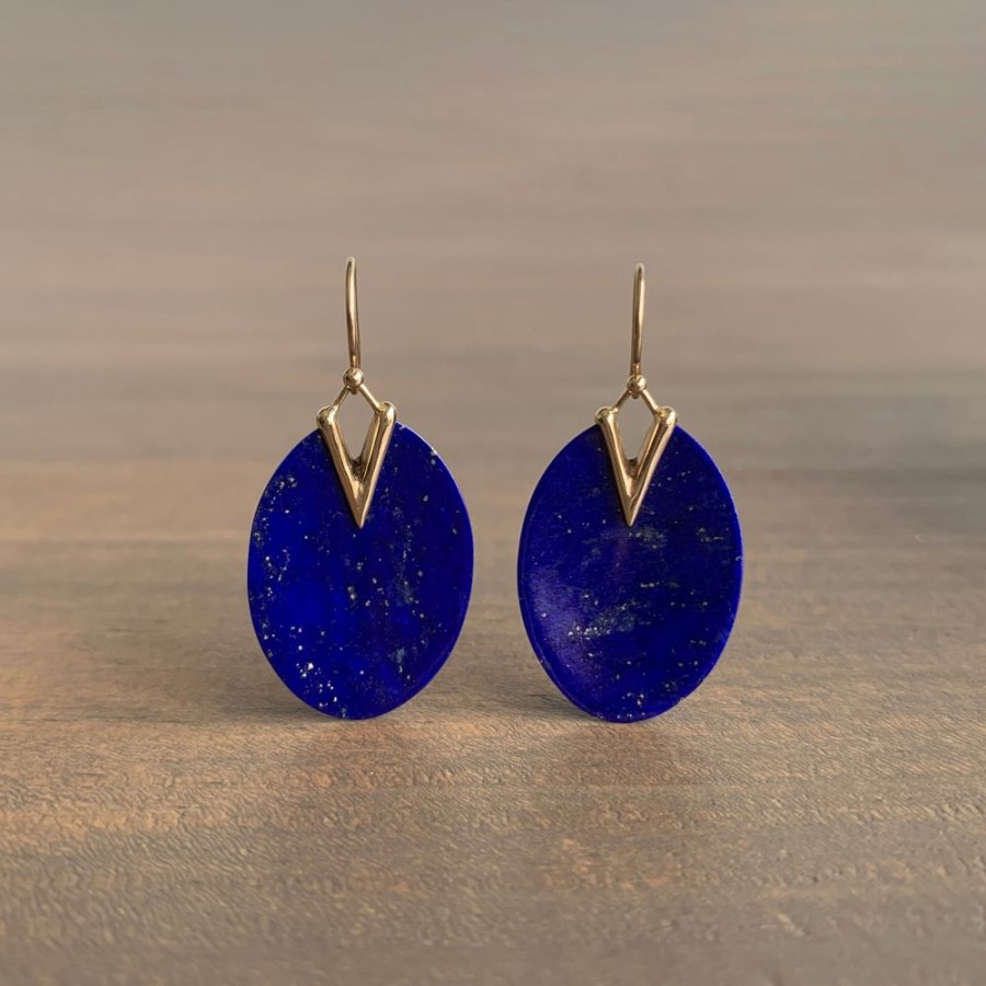 Jewelry Rachel Atherley | Medium Lapis Lazuli Lily Pad Earrings