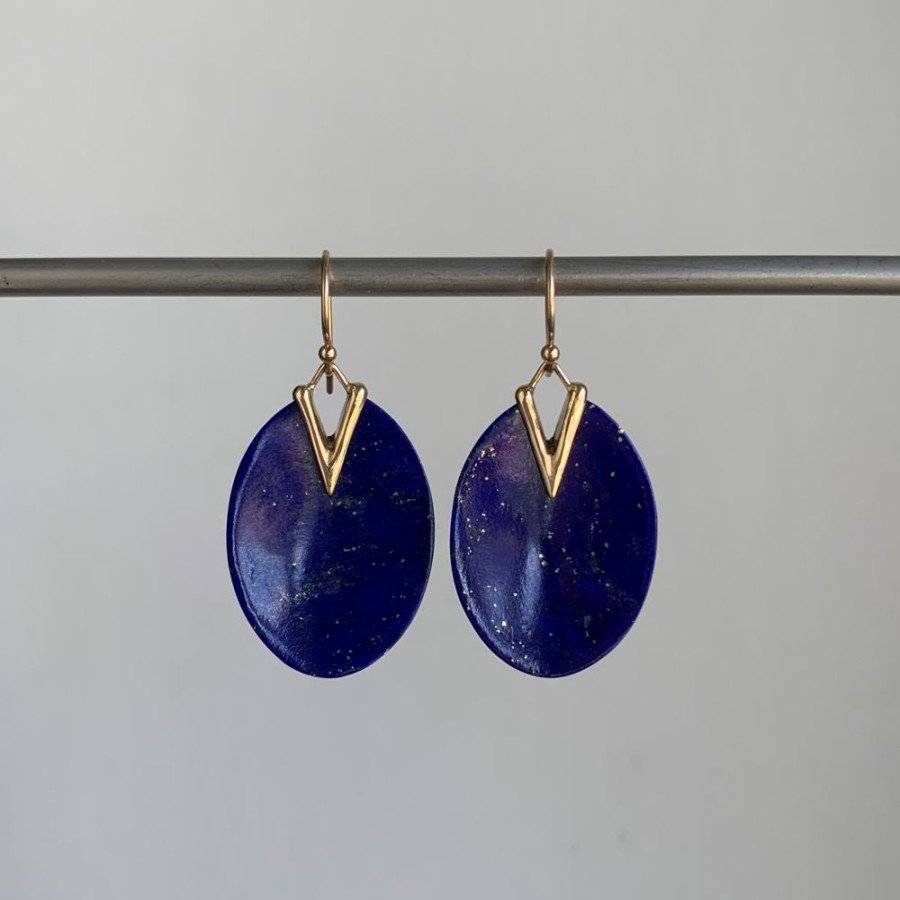 Jewelry Rachel Atherley | Medium Lapis Lazuli Lily Pad Earrings