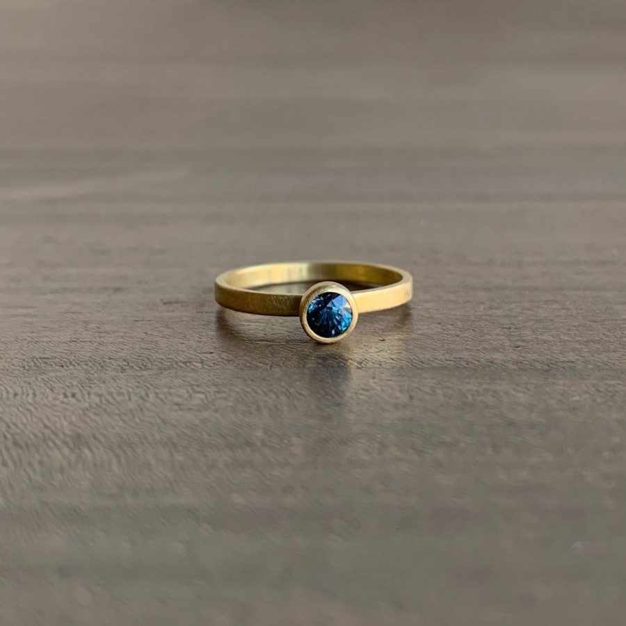 Jewelry Monika Krol | Round Blue Sapphire Stacking Ring