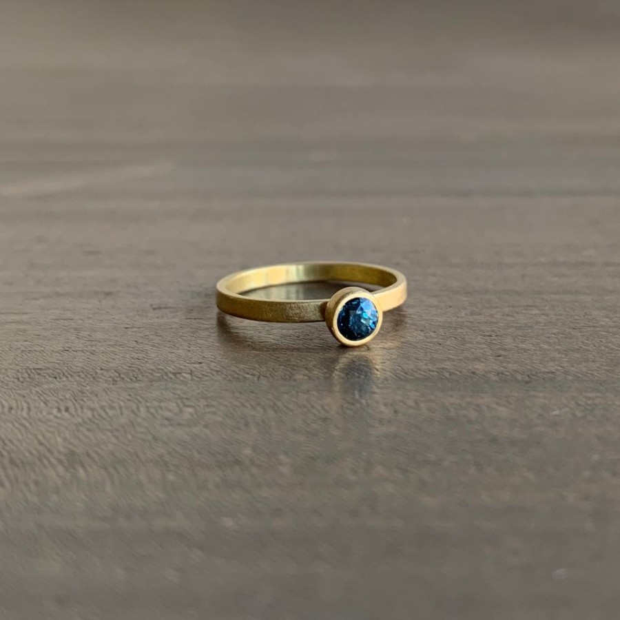 Jewelry Monika Krol | Round Blue Sapphire Stacking Ring