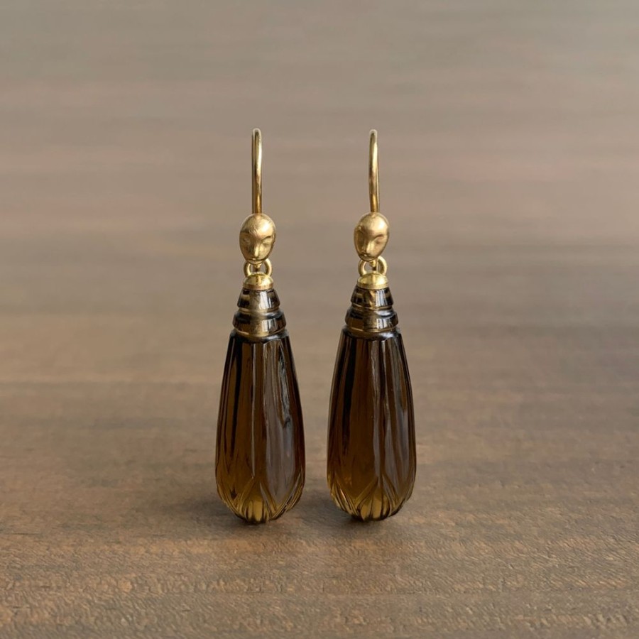 Jewelry Hannah Blount | Bourbon Quartz Figurehead Cameo Earrings