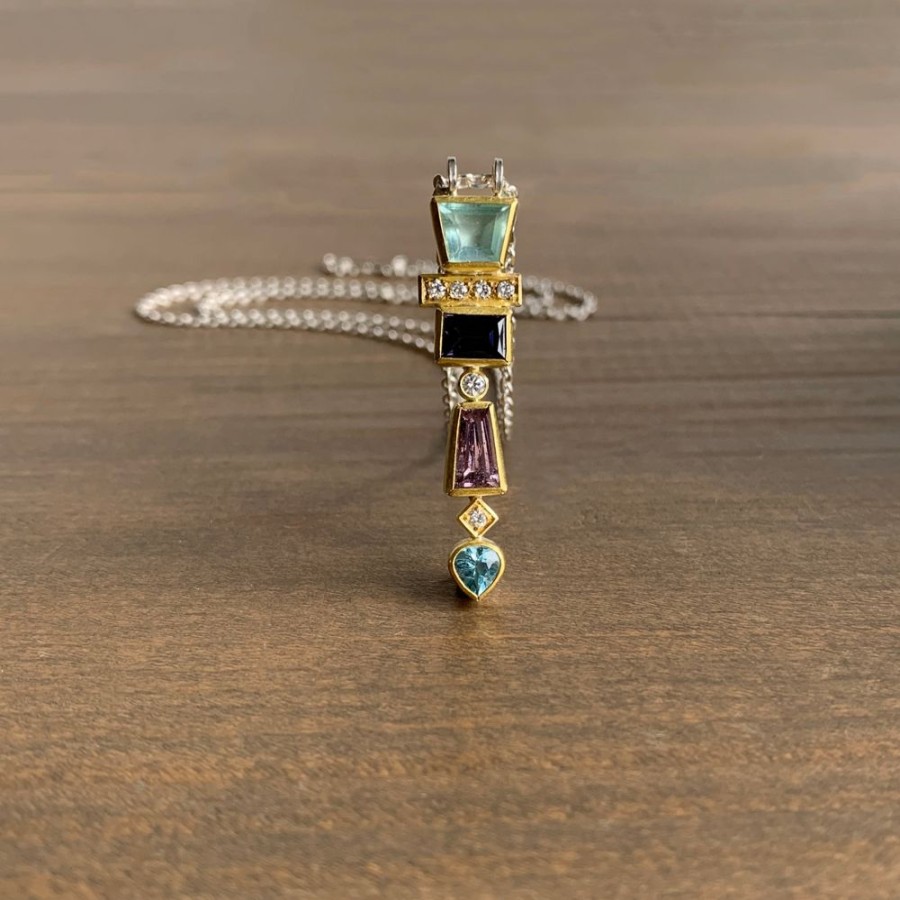 Jewelry Sam Woehrmann | Aquamarine, Spinel, And Diamond Totem Pendant