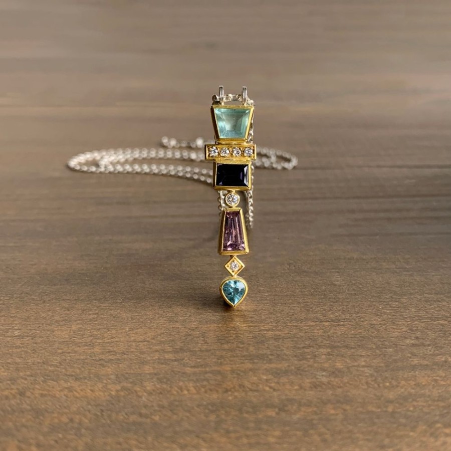 Jewelry Sam Woehrmann | Aquamarine, Spinel, And Diamond Totem Pendant