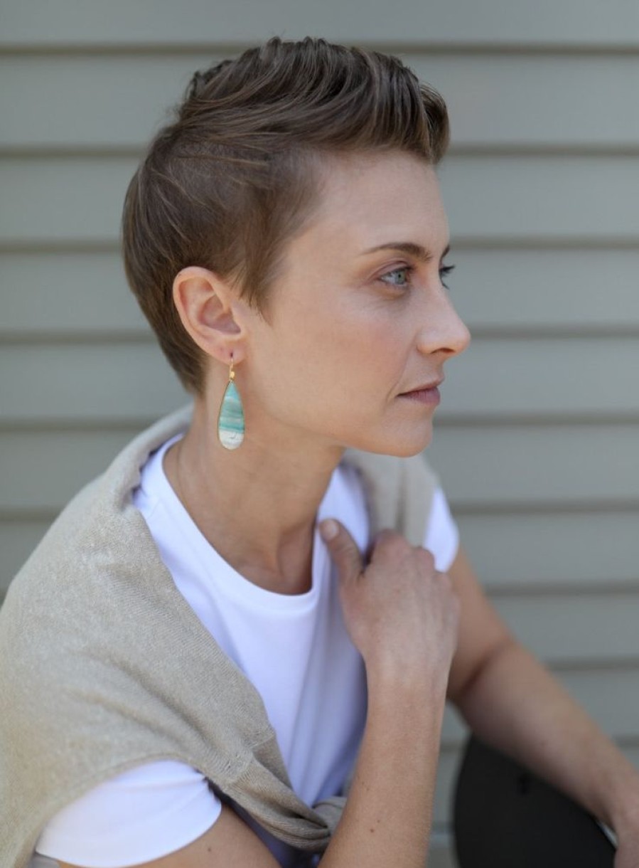 Jewelry Lola Brooks | Opalized Wood Oceanic Drop Earrings