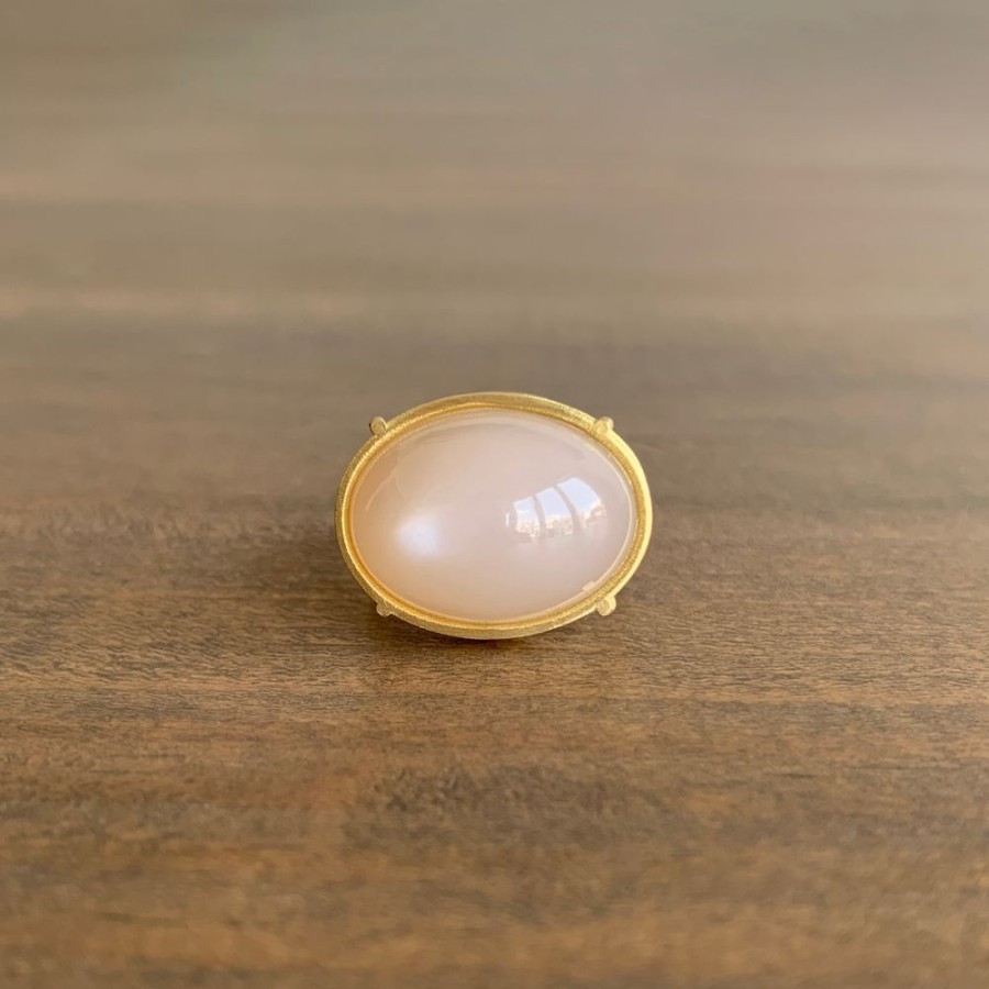 Jewelry Rosanne Pugliese | Blush Moonstone Cabochon Cage Set Ring