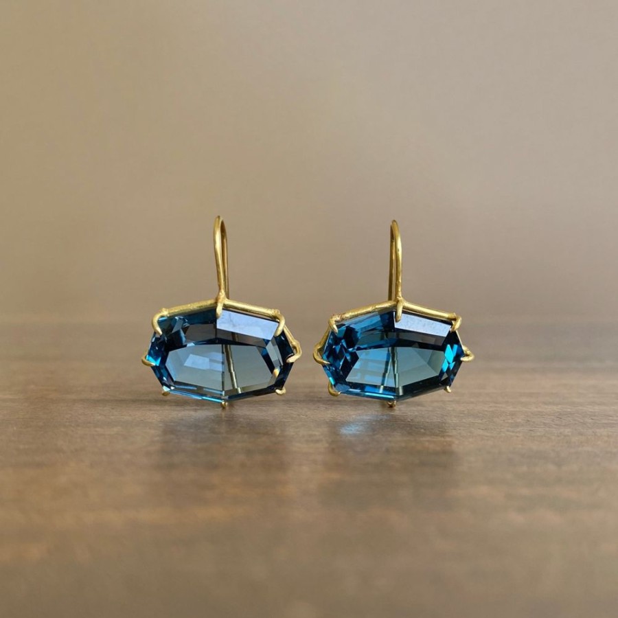 Jewelry Rosanne Pugliese | Faceted London Blue Topaz Octagon Earrings