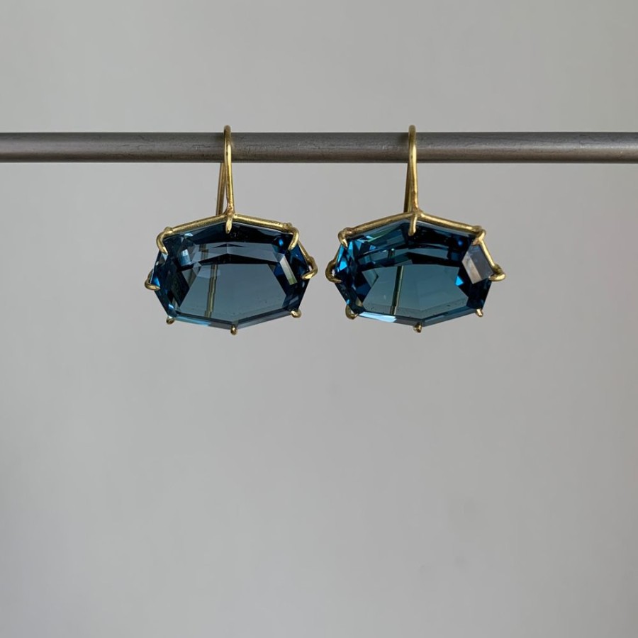 Jewelry Rosanne Pugliese | Faceted London Blue Topaz Octagon Earrings